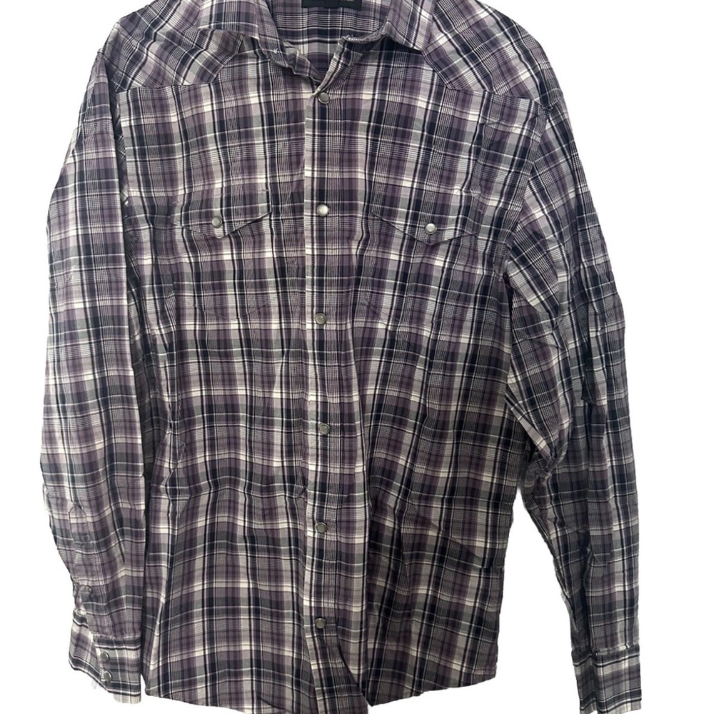 Pre-Owner Banana Republic Shirt Blue & Purple Button Up Long Sleeve Size Large